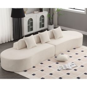 [NEW ARRIVED] [VIDEO PROVIDED] Modern curved combination sofa, terrycloth fabric sofa, minimalist sofa in living room, apartment, no assembly req